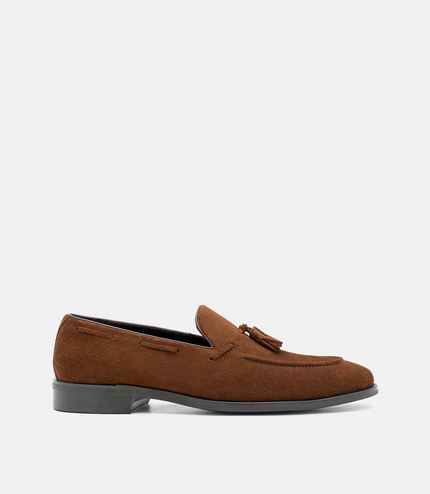 Leather Tassel Loafers - Brown