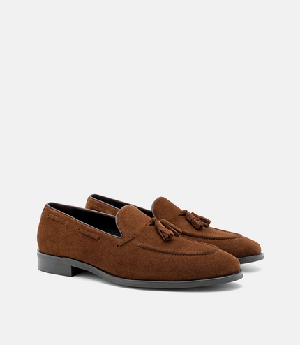 Leather Tassel Loafers - Brown