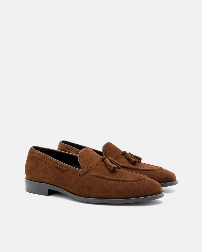Leather Tassel Loafers - Brown