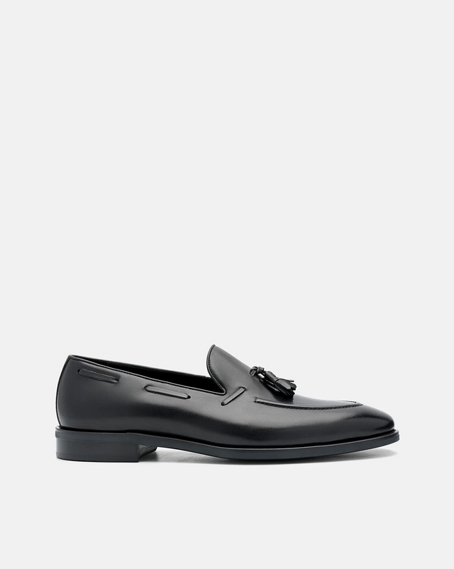Leather Tassel Loafers - Black