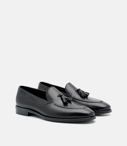 Leather Tassel Loafers - Black