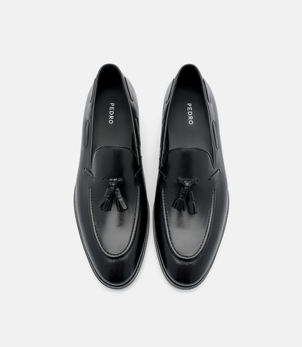 Leather Tassel Loafers - Black