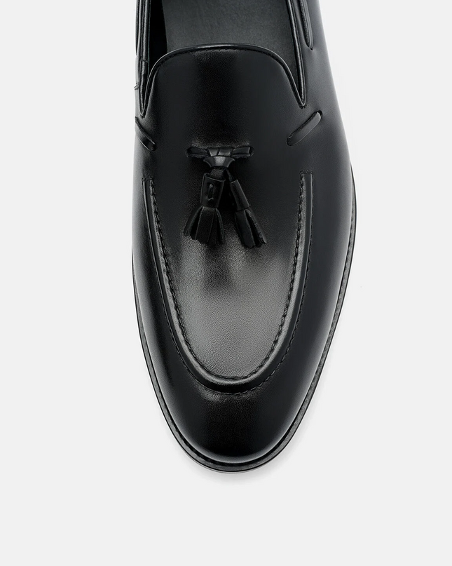 Leather Tassel Loafers - Black