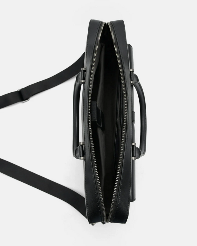 Saffiano Leather Briefcase - Black