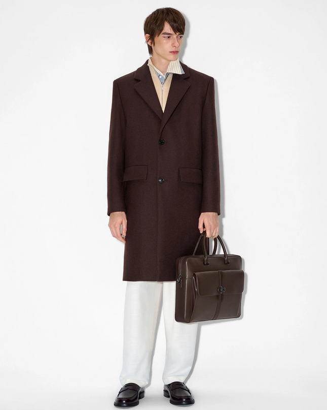 Saffiano Leather Briefcase - Dark Brown