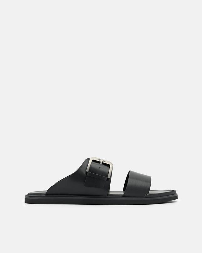 Buckle Slide Sandals - Black
