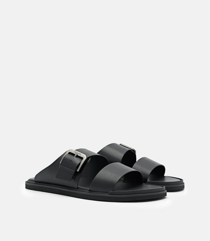 Buckle Slide Sandals - Black