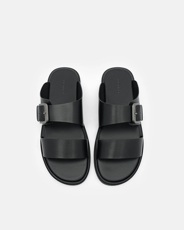 Buckle Slide Sandals - Black