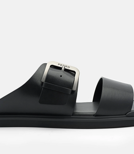 Buckle Slide Sandals - Black