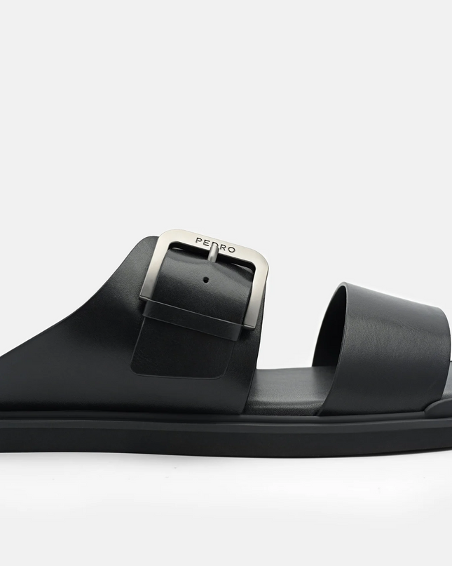 Buckle Slide Sandals - Black