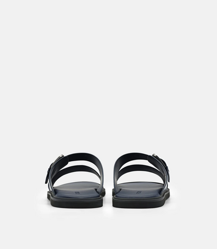 Buckle Slide Sandals - Navy