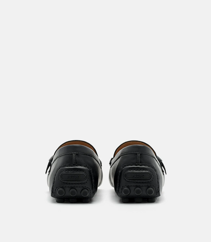 Embossed Leather Driving Shoes - Black