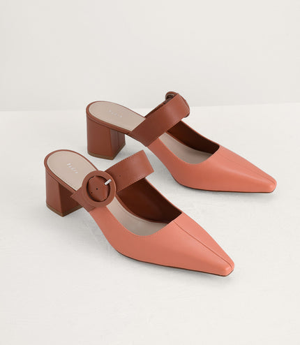 Buckled Leather Mules