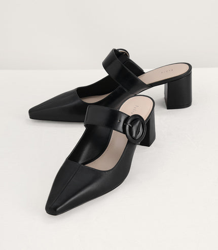 Buckled Leather Mules