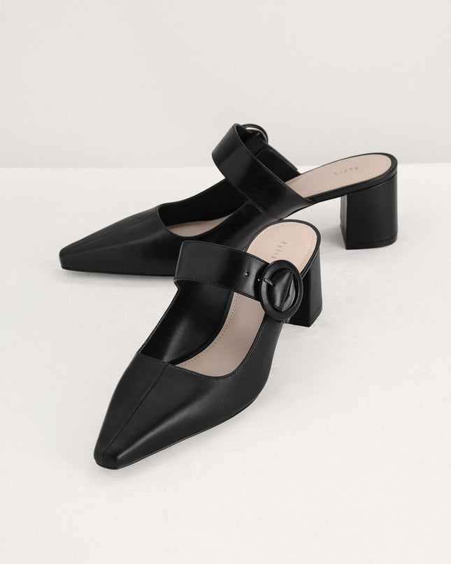 Buckled Leather Mules