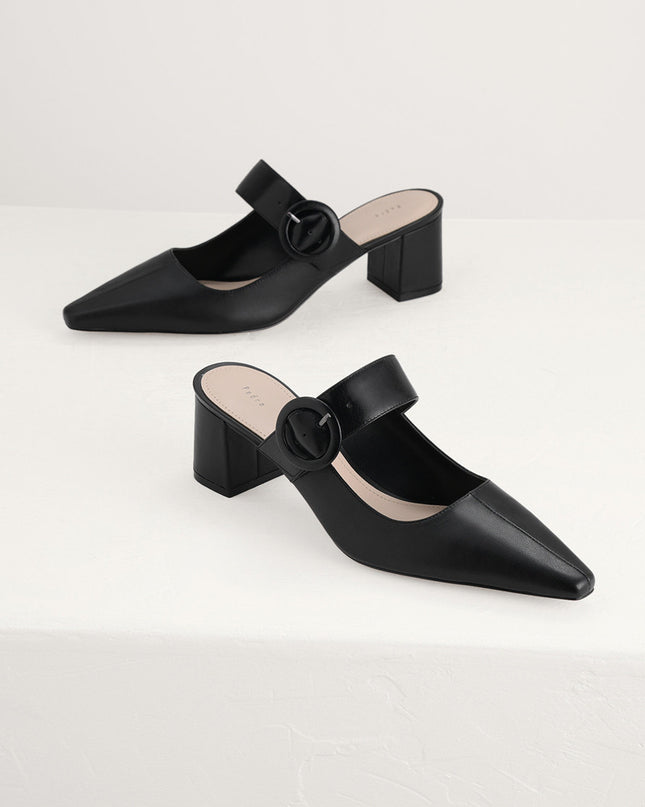 Buckled Leather Mules