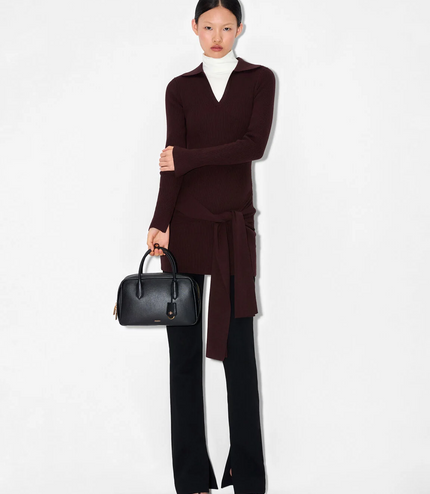 Leather Bowling Bag - Black