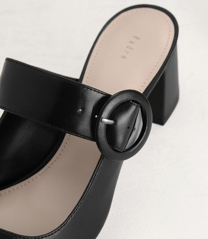 Buckled Leather Mules