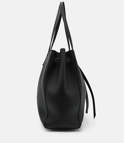 Demi Oversized Leather Tote Bag - Black
