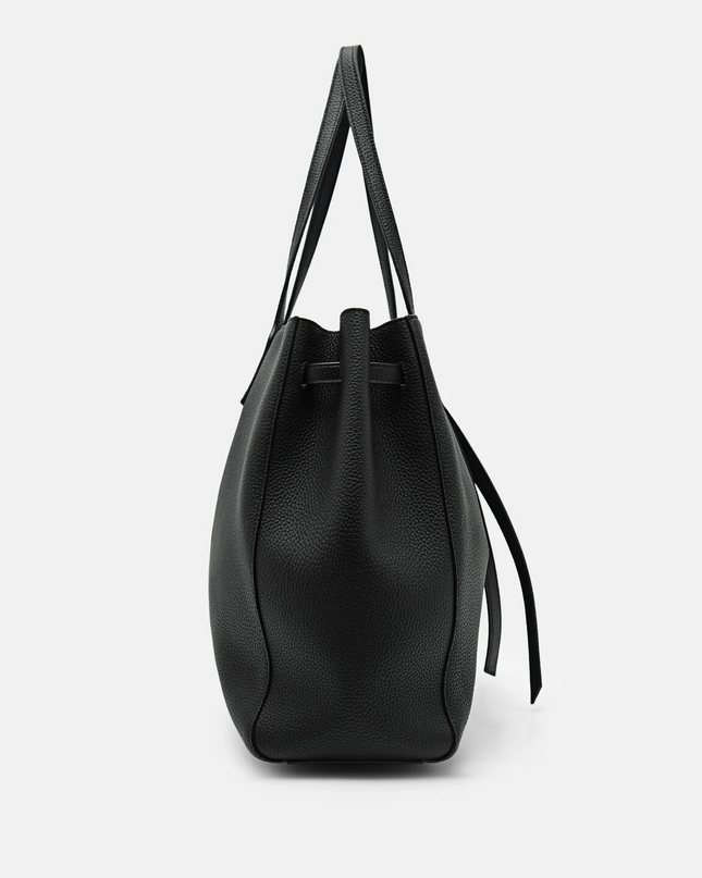 Demi Oversized Leather Tote Bag - Black