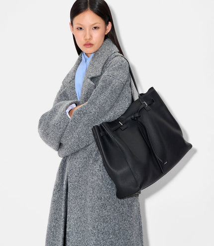 Demi Oversized Leather Tote Bag - Black