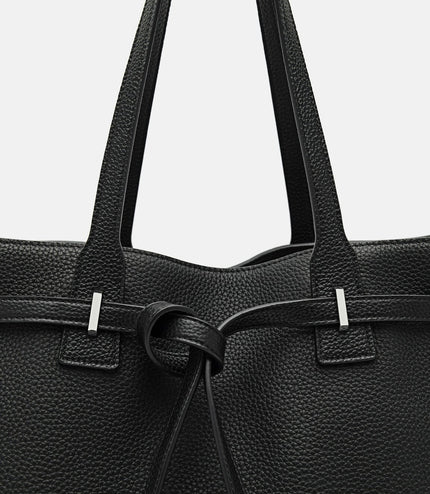 Demi Oversized Leather Tote Bag - Black