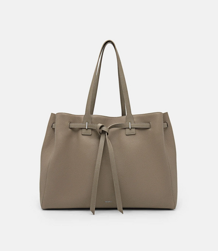 Demi Oversized Leather Tote Bag - Taupe