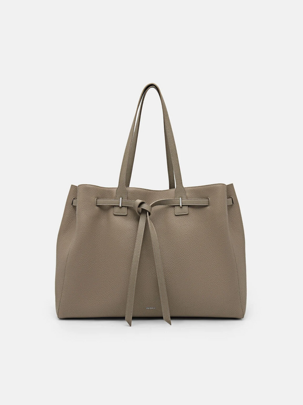 Demi Oversized Leather Tote Bag - Taupe