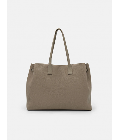 Demi Oversized Leather Tote Bag - Taupe