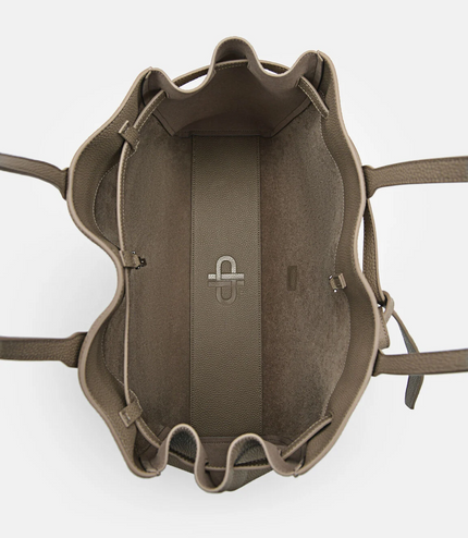 Demi Oversized Leather Tote Bag - Taupe