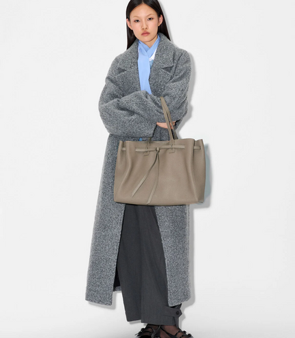 Demi Oversized Leather Tote Bag - Taupe
