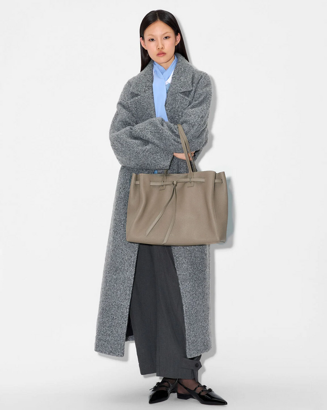 Demi Oversized Leather Tote Bag - Taupe