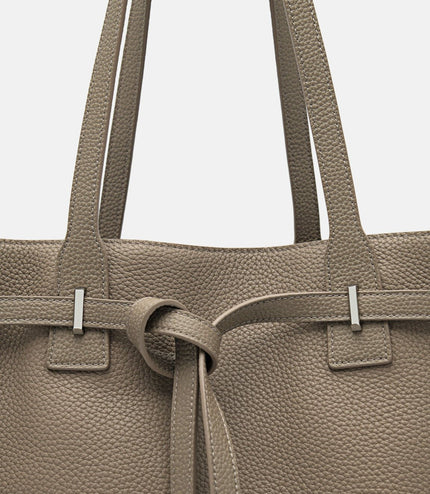 Demi Oversized Leather Tote Bag - Taupe