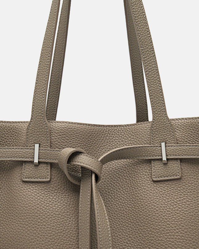 Demi Oversized Leather Tote Bag - Taupe