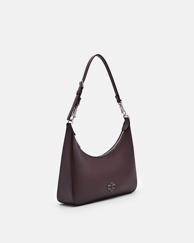 Leather Hobo Bag - Wine