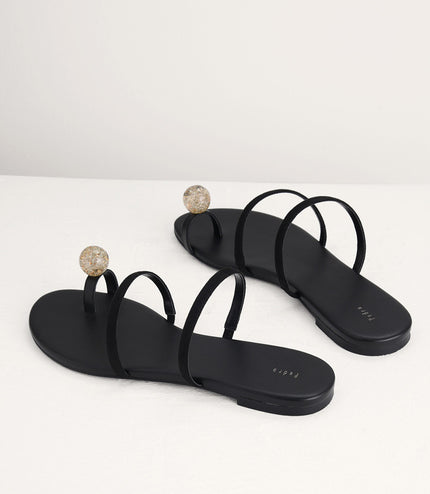 Embellished Toe-Ring Strappy Sandals