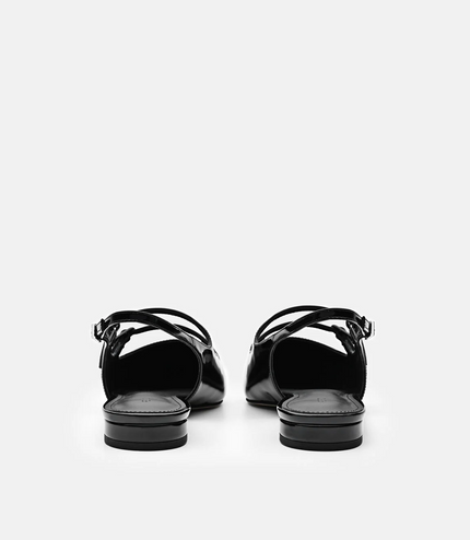 Patent Leather Slingback Ballerina Flats - Black