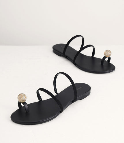 Embellished Toe-Ring Strappy Sandals