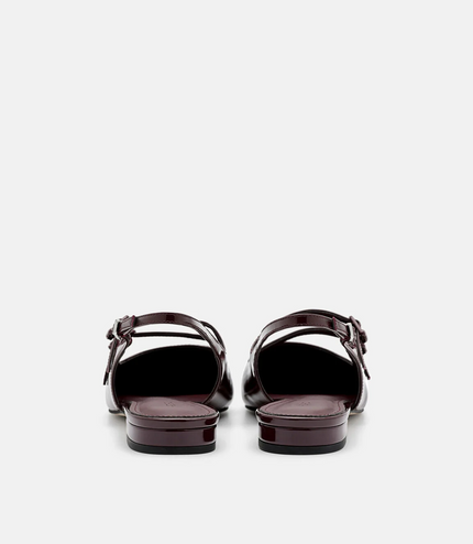 Patent Leather Slingback Ballerina Flats - Wine