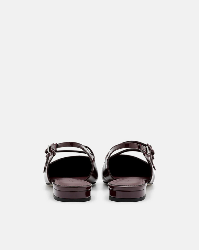 Patent Leather Slingback Ballerina Flats - Wine