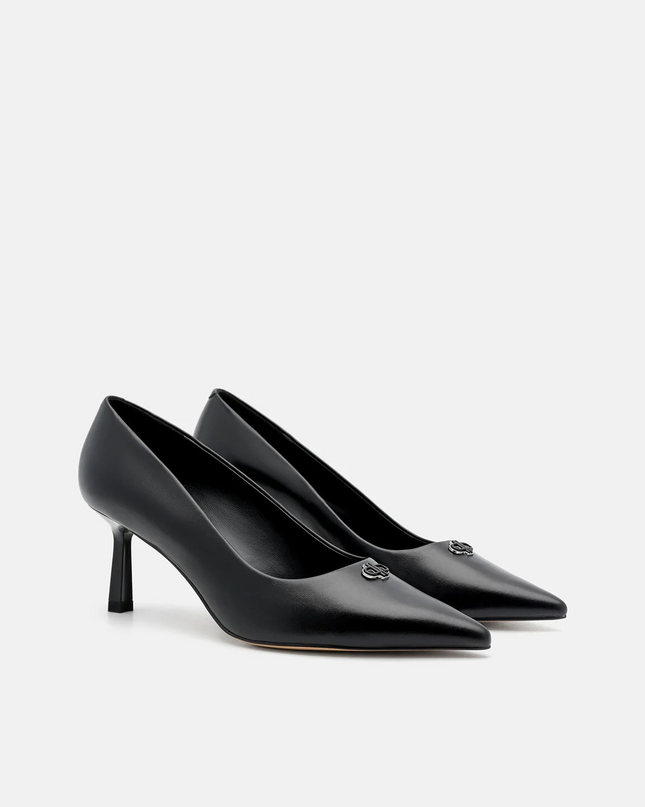 Leather Heel Pumps - Black