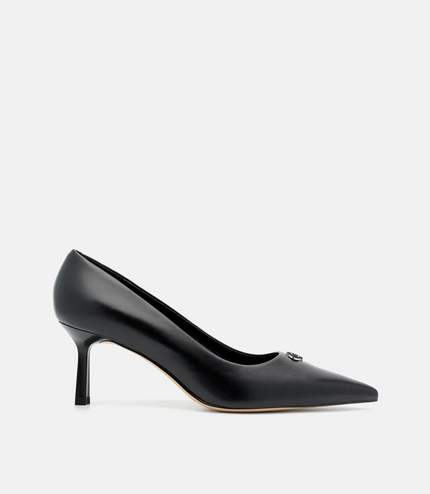 Leather Heel Pumps - Black