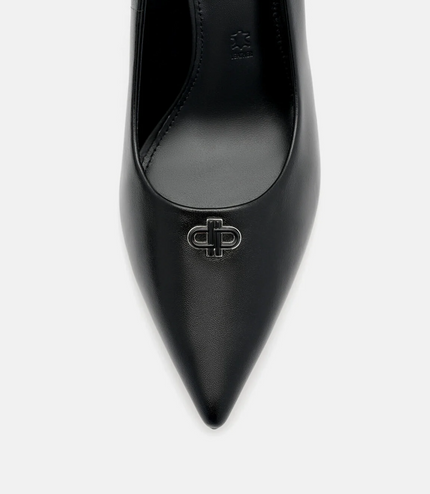Leather Heel Pumps - Black