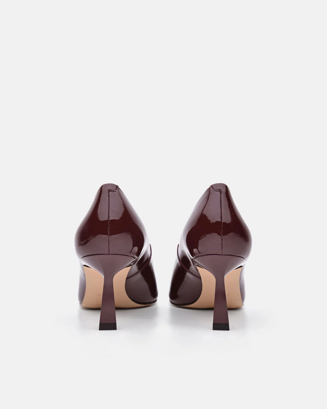 Leather Heel Pumps - Wine