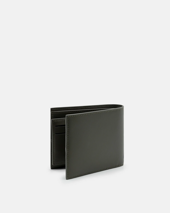 Leather Bi-Fold Wallet with Insert - Military Green