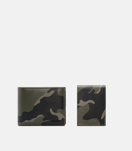 Leather Bi-Fold Wallet with Insert - Military Green