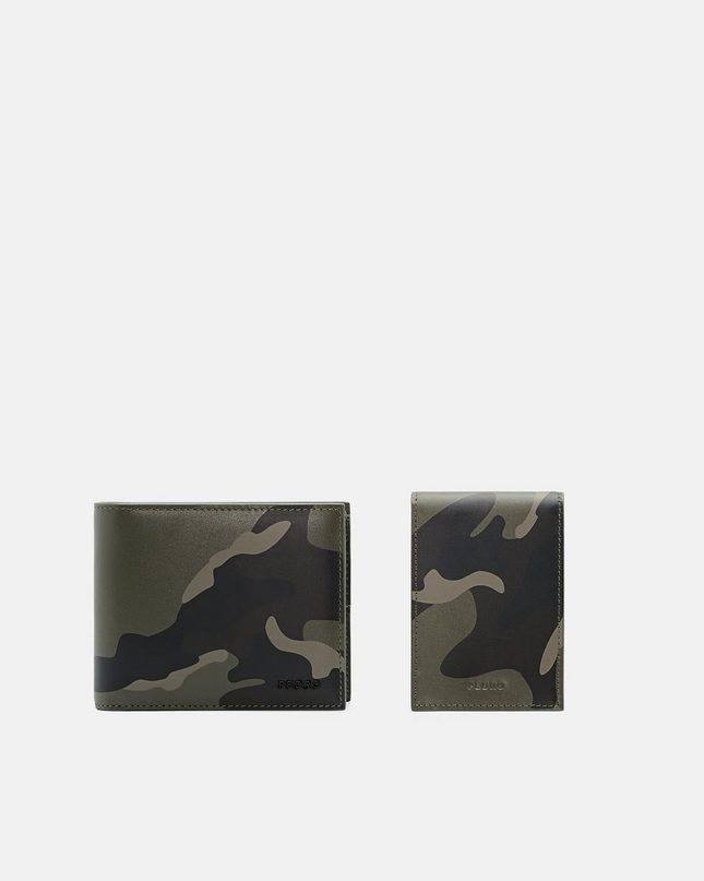 Leather Bi-Fold Wallet with Insert - Military Green