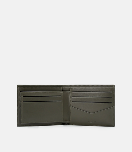 Leather Bi-Fold Wallet with Insert - Military Green