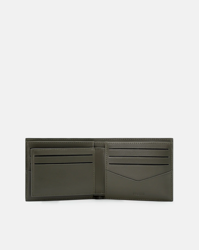 Leather Bi-Fold Wallet with Insert - Military Green