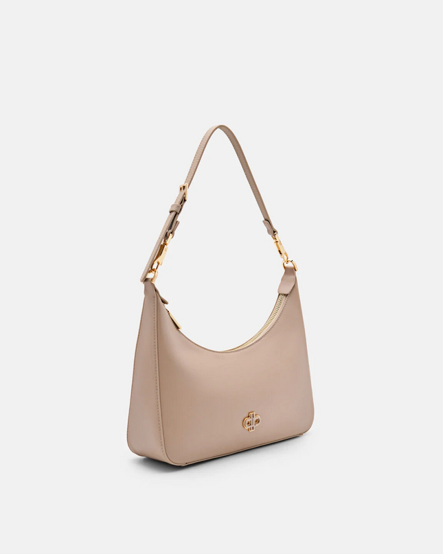 Leather Hobo Bag - Taupe